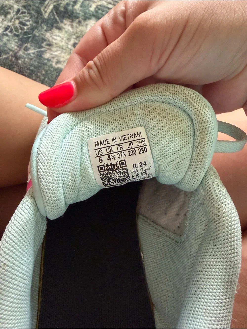 adidas Mint Green Suede Sneakers with Pink Stripes